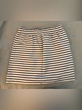 J. Crew Striped Elastic Waist Mini Skirt - Cream & Black